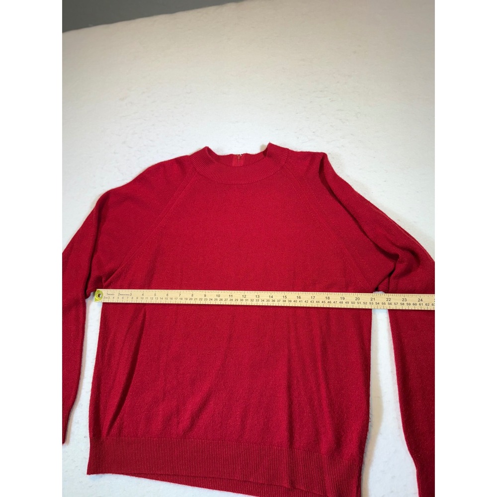 Bright Red Mock Neck Sweater Long Sleeve Pullover Top Women - Picture 3 of 4